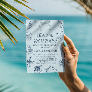 Muschel „Sea You Soon Baby“ Maritime Babyparty Einladung