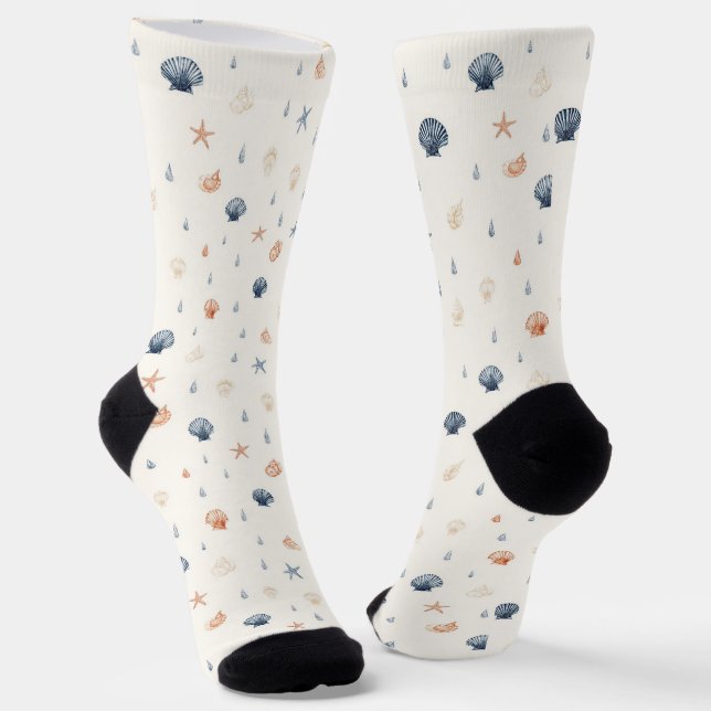 Muschel Seestern Nahtloses Muster Socken (Gewinkelt)