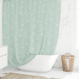 Muschel Sommer Küsten Nautilus Boho Strand Mint Duschvorhang