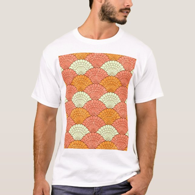 Muschel Spektakel: Abstrakte Meeresmuster T-Shirt (Vorderseite)