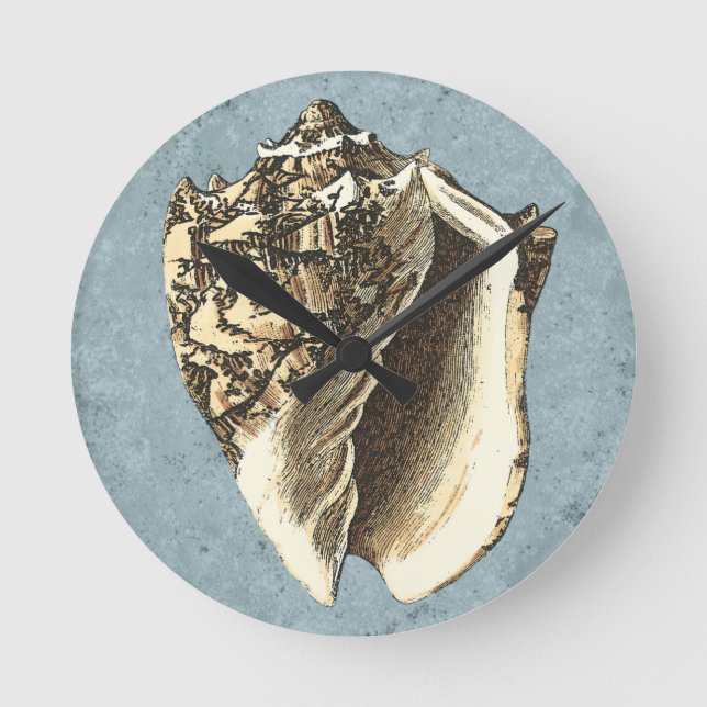 Muschel Stonewash Conch Runde Wanduhr (Vorderseite)