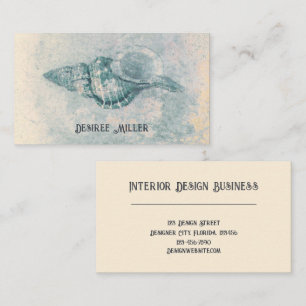 Muschel Teal Beige Vintage Ozean Strand Thema Visitenkarte