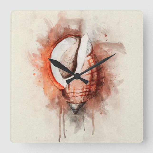 Muschel Tropical Coastal Beach Sea Quadratische Wanduhr (Vorderseite)