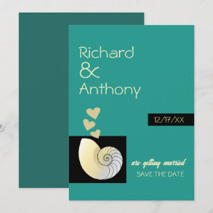Muschel und Herzen, Strandhochzeit Save The Date