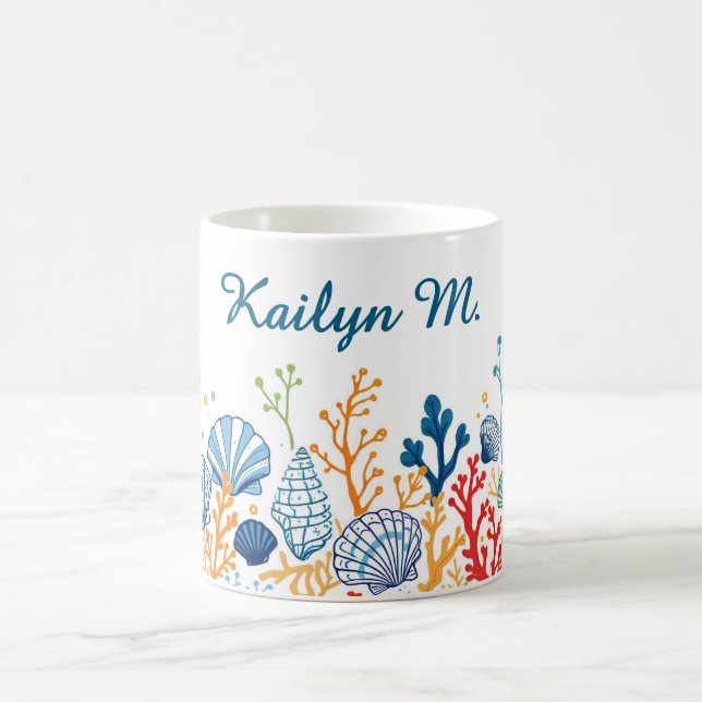 Muschel und Korallengrenze Kaffeetasse (Mittel)