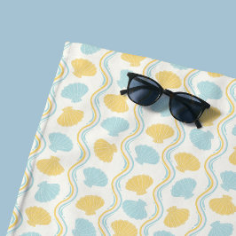 Muschel und Strandwellen Sommer Strandtuch