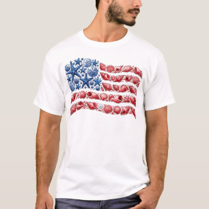 Muschel USA-Flagge 4. Juli Männer Frauen Kinder So T-Shirt