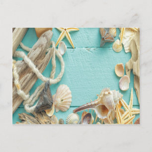 Muschel, vintage, Collage, Türkis, chic, trendy, l Postkarte