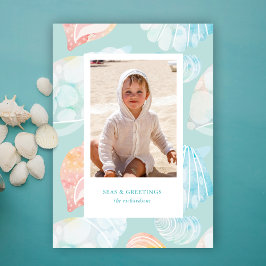 Muschel Wasserfarben Meer und Grüße Feiertagskarte