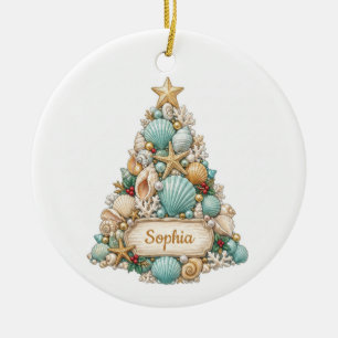 Muschel-Weihnachtsbaum-Ornament mit individuellem Keramik Ornament