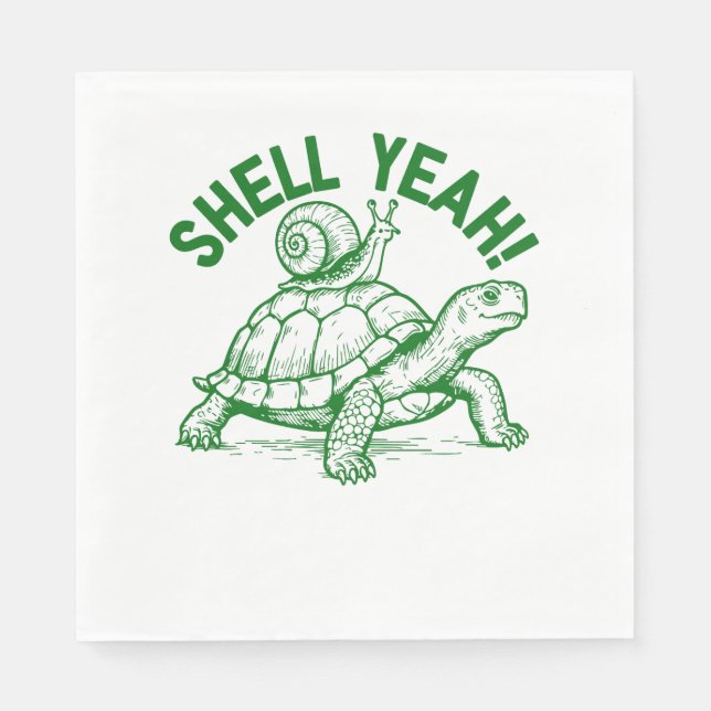 Muschel Yeah Turtle Snail Funny Serviette (Vorderseite)