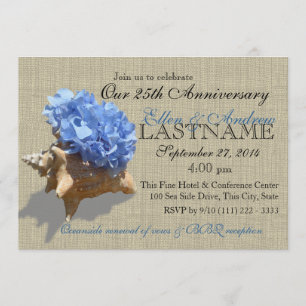 Muschelblumenstrauß 25. Jubiläums-Strandparty Einladung