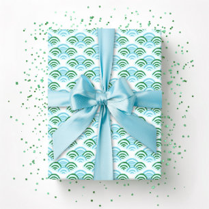 Muschelblüten in Grün und Aqua Geschenkpapier