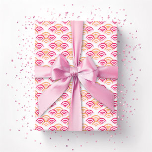 Muschelblüten in Rosa und Orange Geschenkpapier