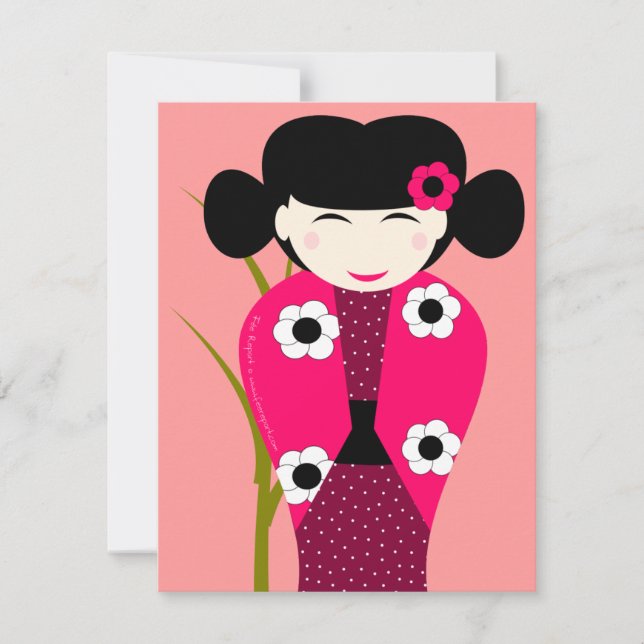 Muschelgeburtskarte Kokeshi Ankündigung (Vorderseite)