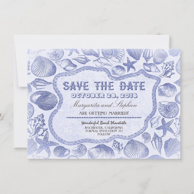 Muschelhochzeit Save the Date (Vorderseite)