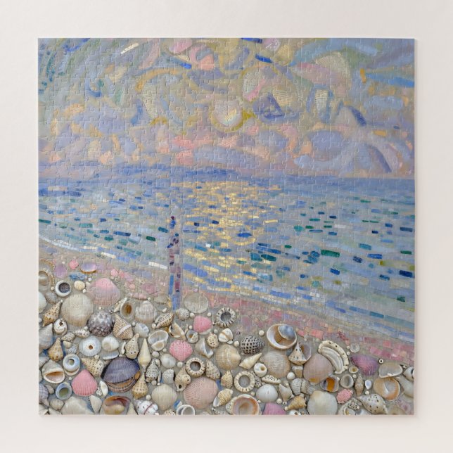 Muschelmosaik Strandhorizont Leuchten Puzzle (Vertikal)