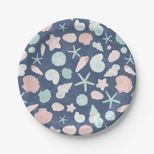 Muschelmuster Pappteller (Vorderseite)