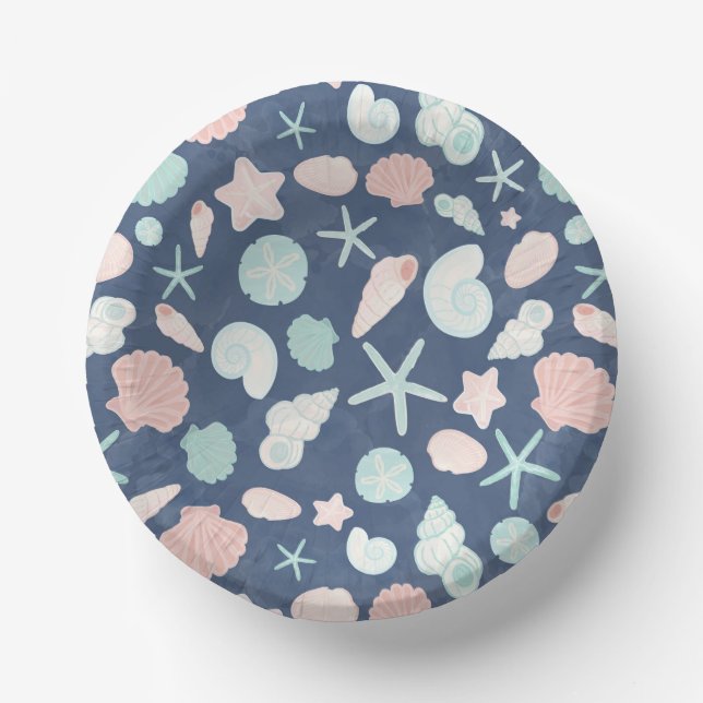 Muschelmuster Pappteller (Vorderseite)
