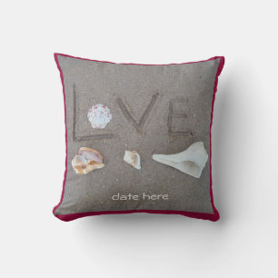 Muscheln & 2 Herz am Strand, Hochzeitskissen nach  Kissen