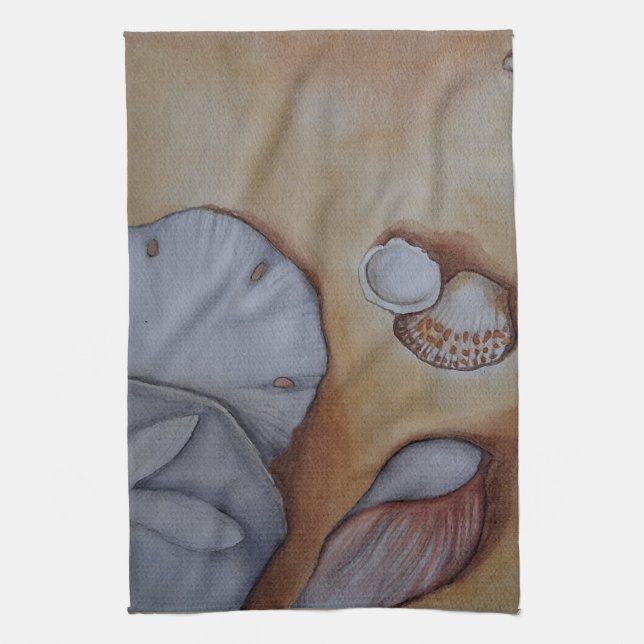 Muscheln am Meer Geschirrtuch (Vertikal)