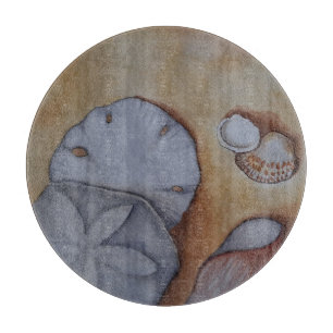 Muscheln am Meeresufer Wasserfarben-Kissen Schneidebrett