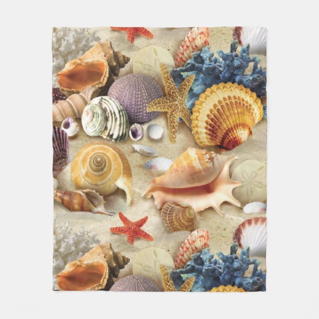 Muscheln am Strand Fleecedecke (Vorderseite)