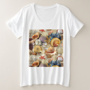 Muscheln am Strand Große Größe T-Shirt