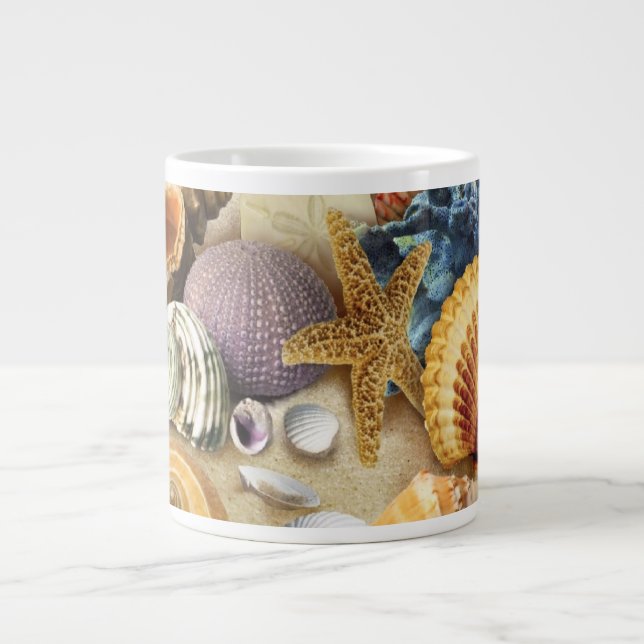 Muscheln am Strand Jumbo-Tasse (Vorderseite)