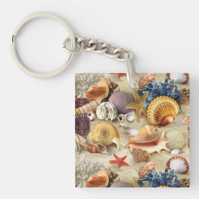 Muscheln am Strand Schlüsselanhänger (Vorderseite)