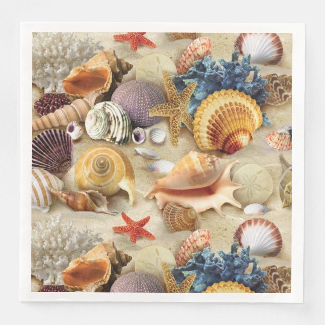 Muscheln am Strand Serviette (Vorderseite)