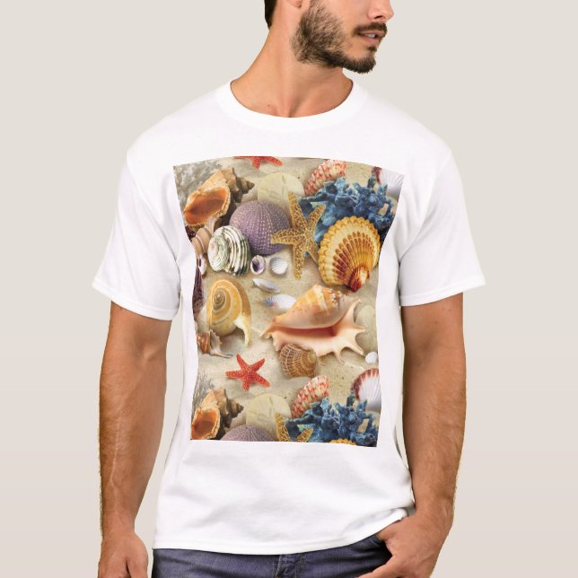 Muscheln am Strand T-Shirt (Vorderseite)