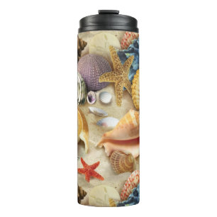 Muscheln am Strand Thermosbecher