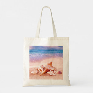 Muscheln am Strand Tragetasche