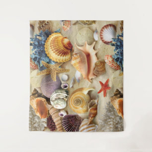 Muscheln am Strand Wandteppich