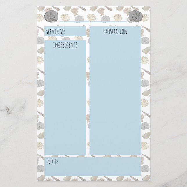 Muscheln an der Küste Recipe Binder Seiten Briefpapier (Vorderseite)