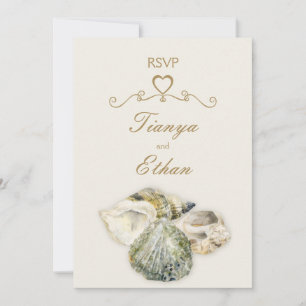 Muscheln Art Hochzeit RSVP Antwort Einladung