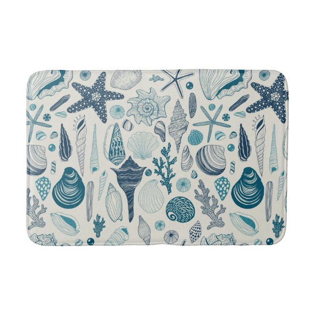 Muscheln auf weißlich badematte (Vorderseite)