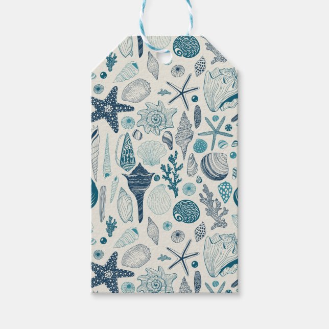 Muscheln auf weißlich geschenkanhänger (Vorderseite)