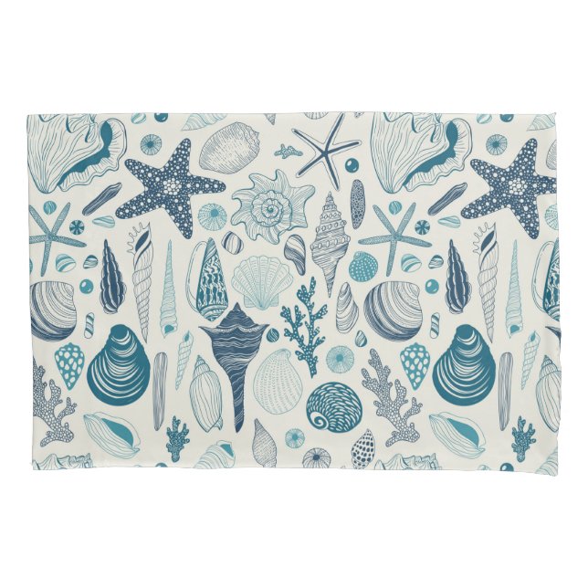 Muscheln auf weißlich kissenbezug (Vorderseite-Links)