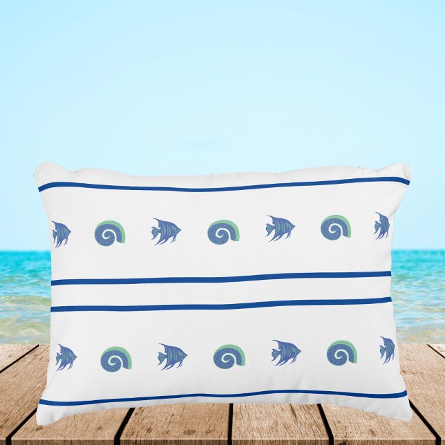 Muscheln aus blau-weißem Streifen und Fisch Dekokissen (Von Creator hochgeladen)