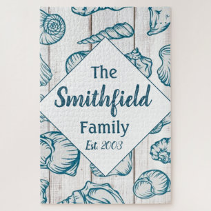 Muscheln Beach House Nautical Family Name Holz A Puzzle