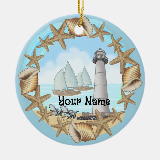 Muscheln Biloxi Leuchtturm Ornament (Vorne)