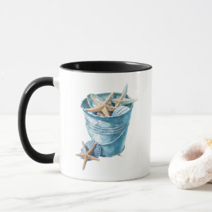 Muscheln - Blaues Aquarellbild Tasse