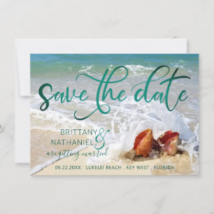 Muscheln der tropischen Küstenstrände-Hochzeit in Save The Date