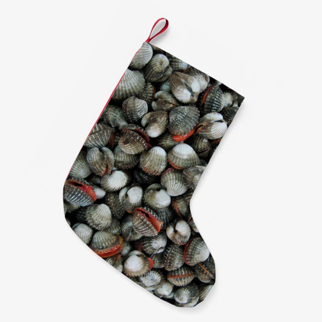 Muscheln des Blutcockle Kleiner Weihnachtsstrumpf (Vorderansicht (hängend))