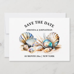 Muscheln, die nautische Küsten-Chic Save The Date