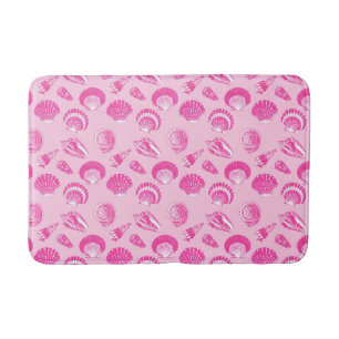 Muscheln - Fuchsienrot und weiß Badematte