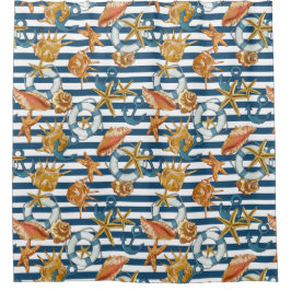 Muscheln für die Anker-Lebenslinie der Streifenmus Duschvorhang