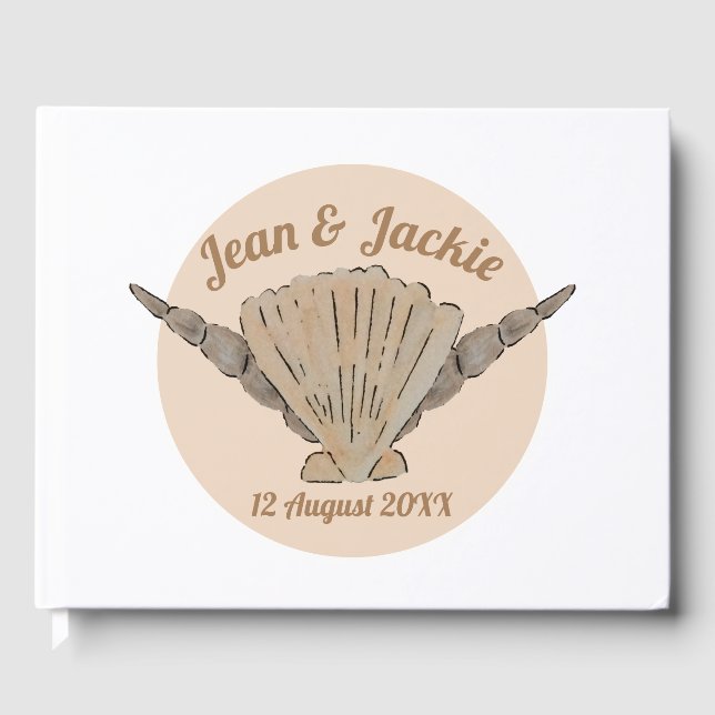 Muscheln für Hochzeiten am Strand Gästebuch (Vorderseite)